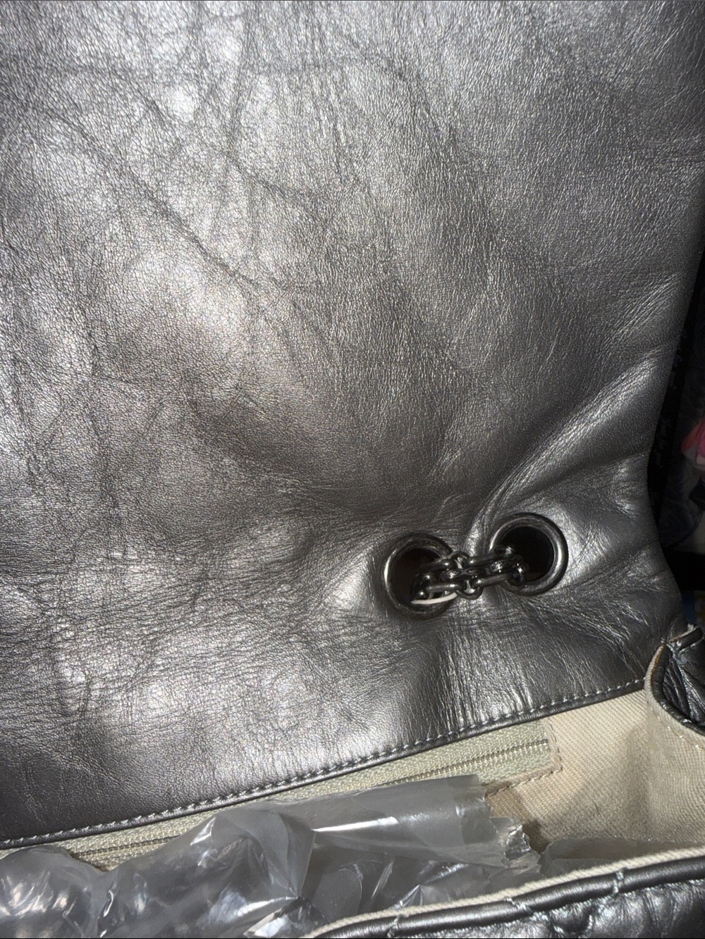 Authentic Chanel 2.55 Reissue Maxi Flap Metallic Crinkled 2011 - Picture 10 of 15